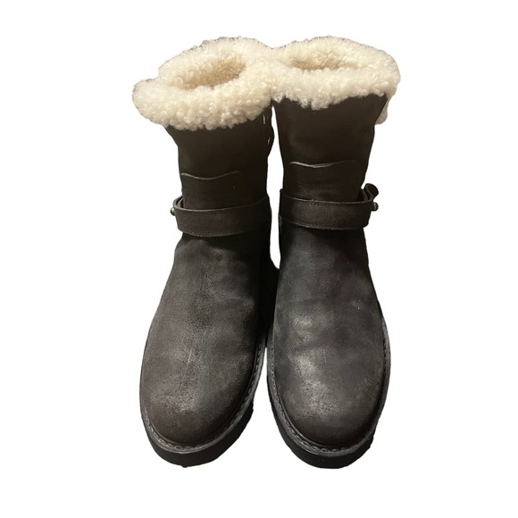 Rag & Bone‎ Ashford black leather genuine shearling moto snow winter boots 8.5 - Picture 2 of 8
